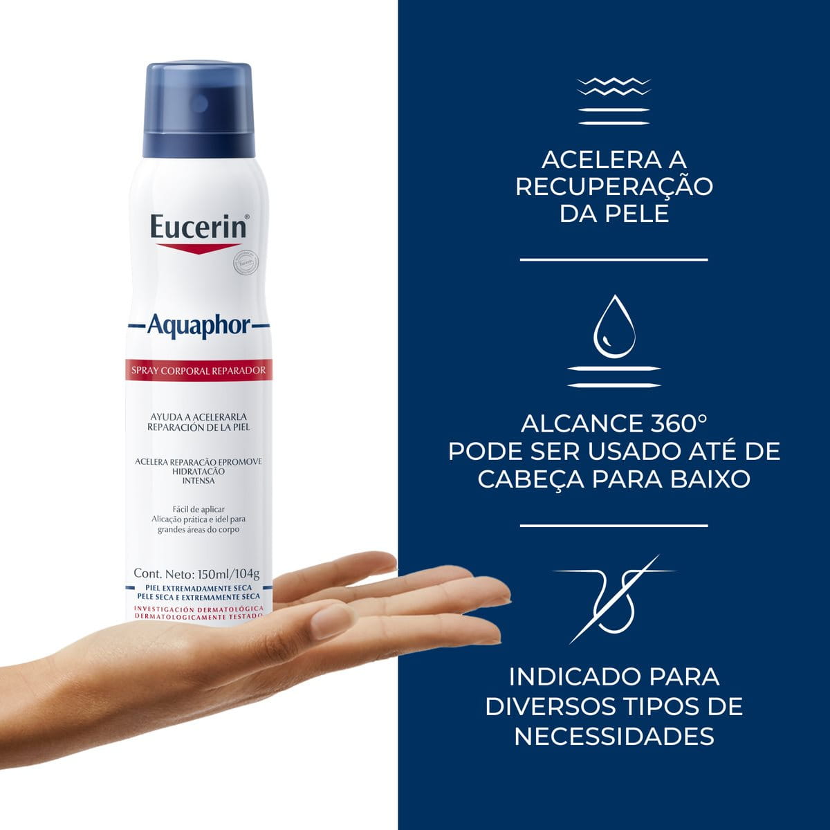 Eucerin Aquaphor Spray Corporal Reparador 150ml Hidratação Profunda Pele Sensível
