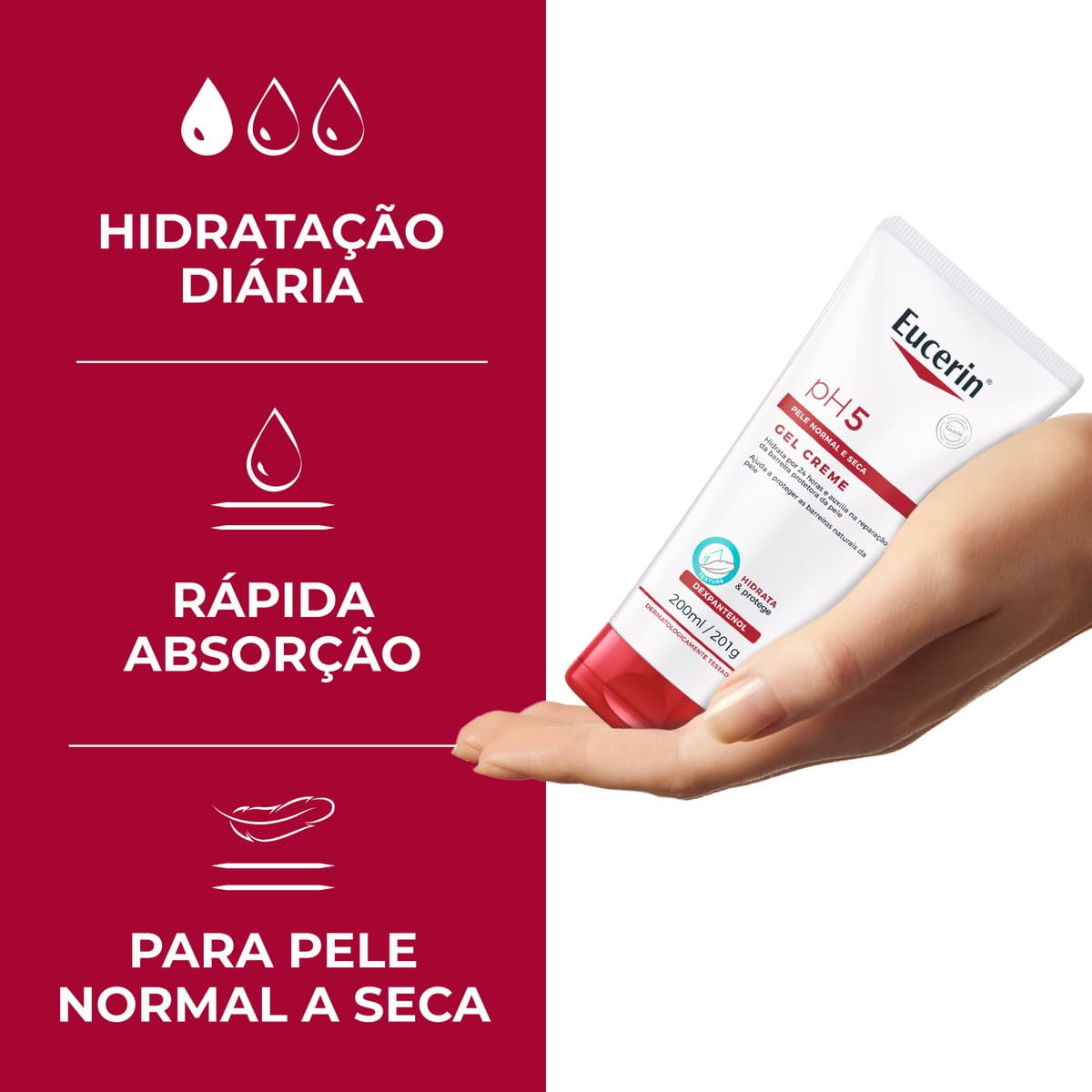 Gel Creme Hidratante Corporal Eucerin pH5 200ml Proteção Equilibrada Diária